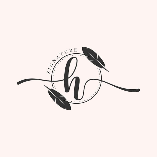 Initial letter luxury beauty flourishes ornament monogram logo H