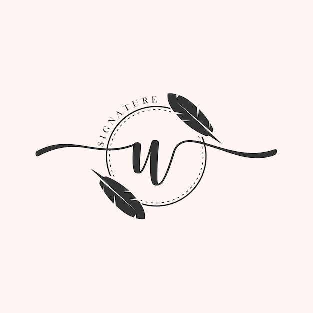 Initial letter luxury beauty flourishes ornament monogram logo U