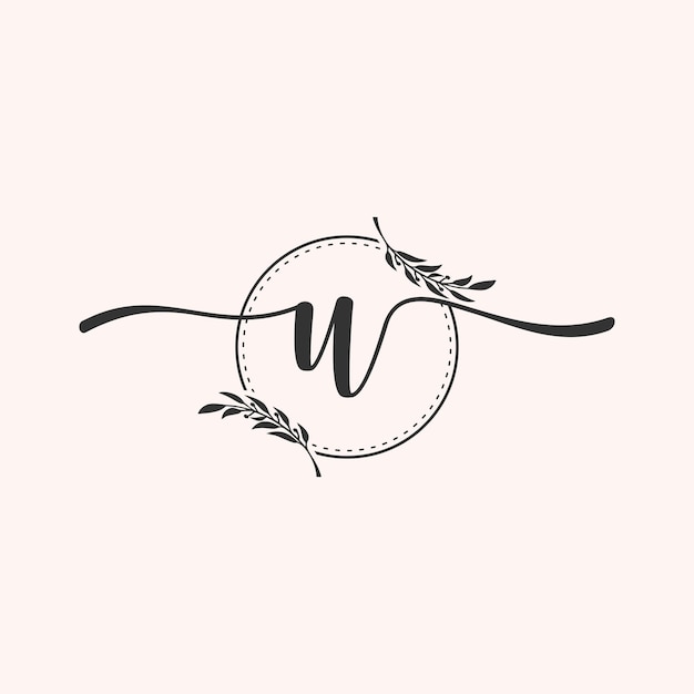 Initial letter luxury beauty flourishes ornament monogram logo U