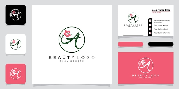 Initial letter A luxury Logo design Vector with business card design Premium Vector