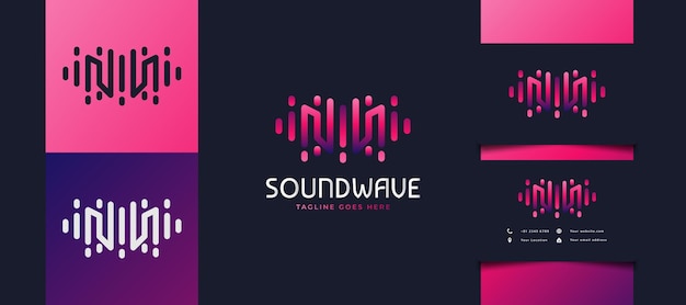 Initial Letter M Logo with Sound Wave Concept in Colorful Gradient, Usable for Business, Technology, or Music Studio Logos