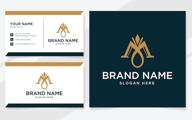 Initial letter M luxury logo for company with business card template