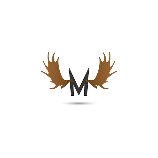 Initial Letter M and Moose Antlers logo vector symbol design