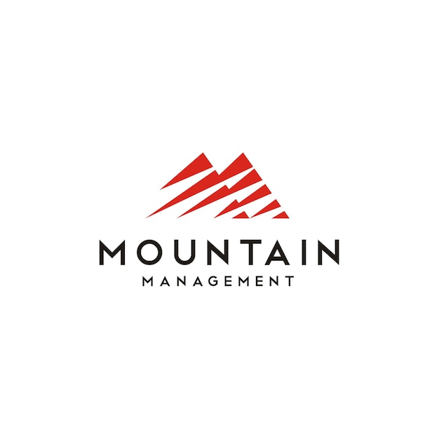 Initial Letter M with Mountain simple Mount Landscape Outdoor Logo design