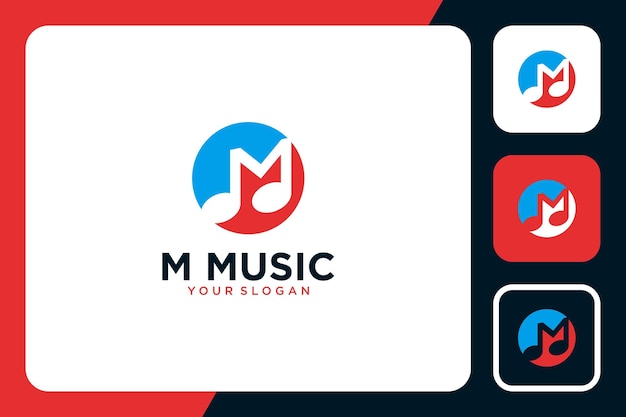 initial letter m with music logo design icon vector illustration