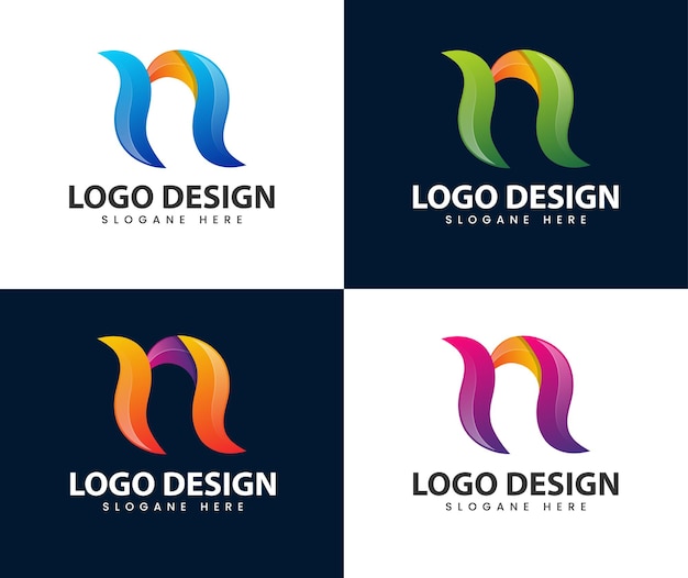 Vector initial letter mark n logo design