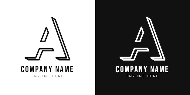 Initial letter a monogram logo design template Creative outline a typography and black colors