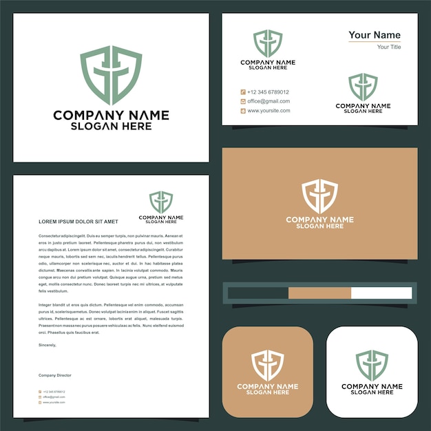 Initial Letter MW sheild Company Design Logo and business card