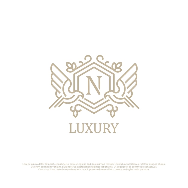 Initial Letter N Luxury Logo template in vector Vintage logo style