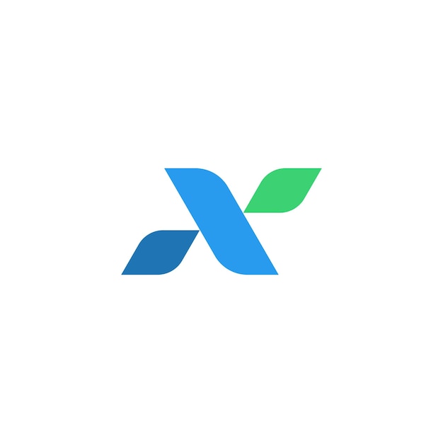 Initial Letter N or X Blue And Green Logo Flat Vector Logo Design Template Elements