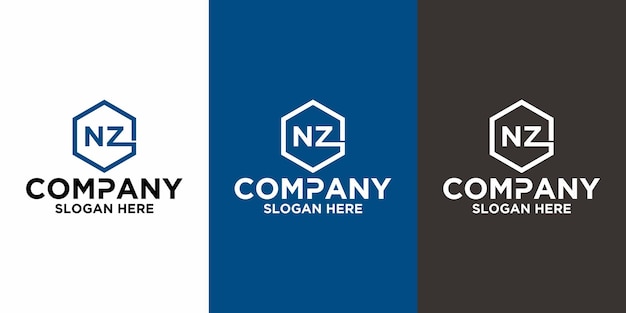 Initial letter NZ logo vector design template