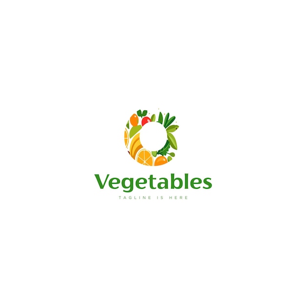 Vector initial letter o vegetables logo vector