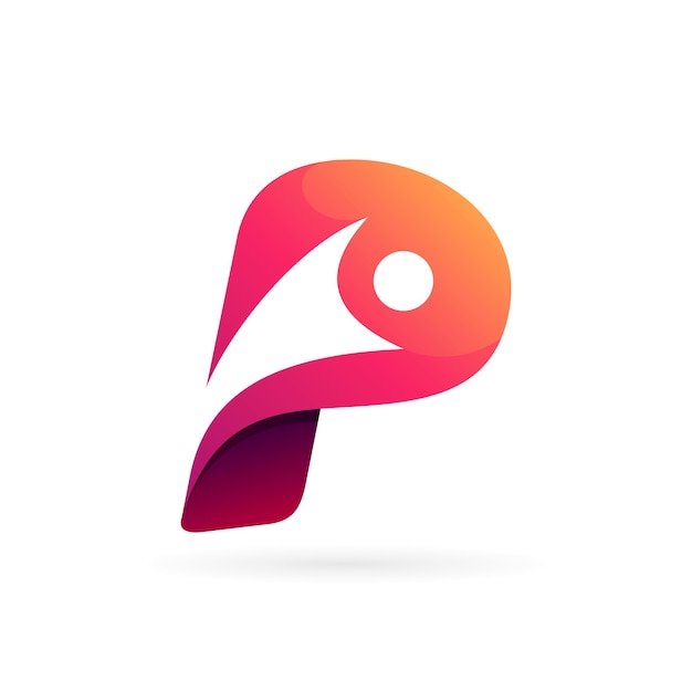 initial letter p logo with happy people concept