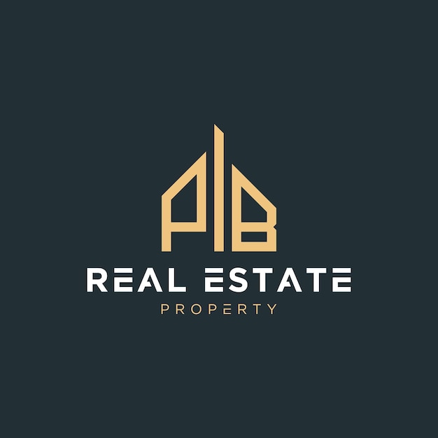 Vector initial letter pb real estate realtor property construction house home building or remodeling