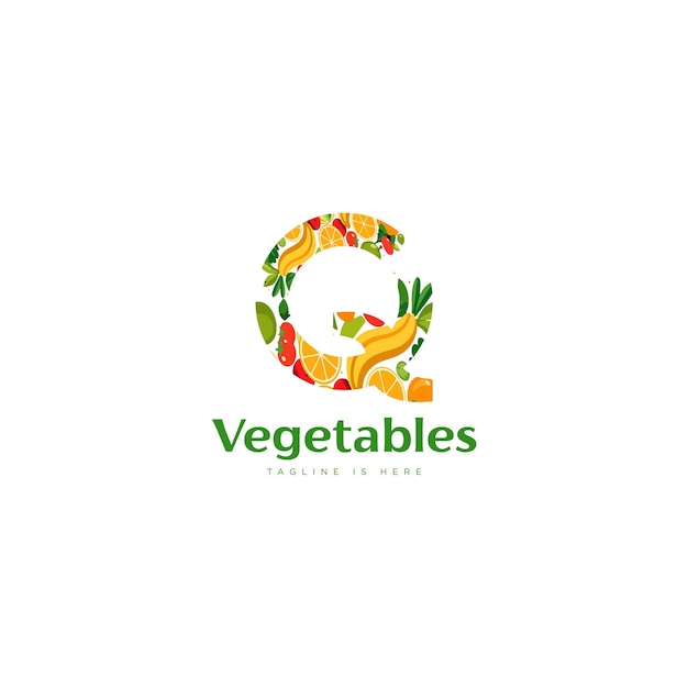 Vector initial letter q vegetables logo vector