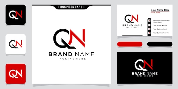 Initial Letter QN logo design template with business card design