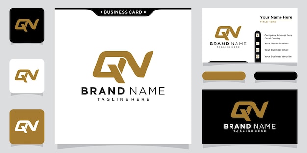 Initial Letter QN logo design template with business card design