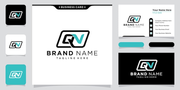 Initial Letter QN logo design template with business card design