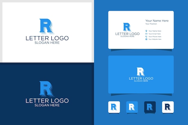 Initial letter r design logo and business card template premium vector