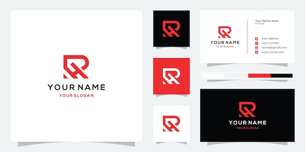 Initial letter R or RH logo and business card template icons for business of fashion automotive technology digital