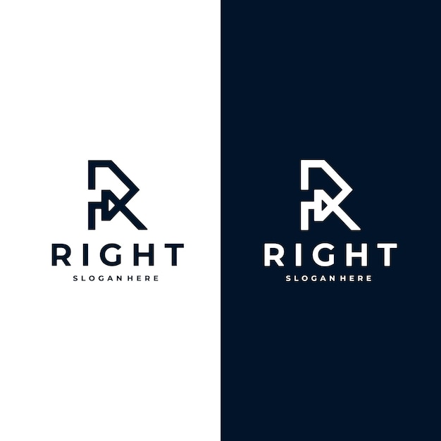 Initial Letter R with Arrow Right Logo Design Inspiration