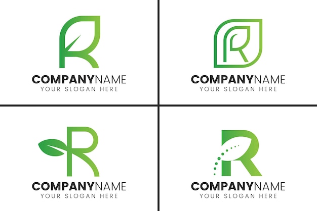 Initial letter r with leaf logo template