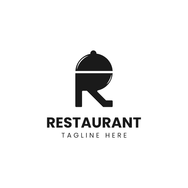 Initial Letter R with pan lid for Restaurant logo design