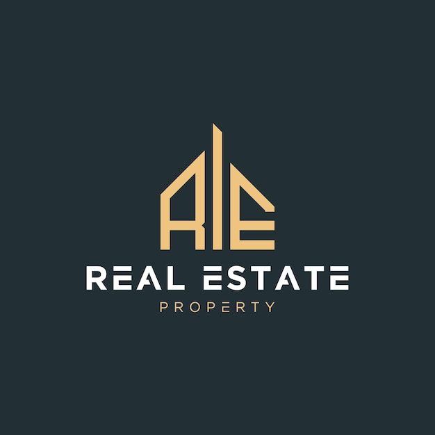 Vector initial letter re real estate realtor property construction house home building or remodeling