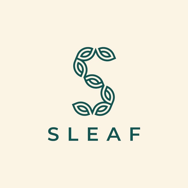 Initial letter S with leaf or leave line outline logo