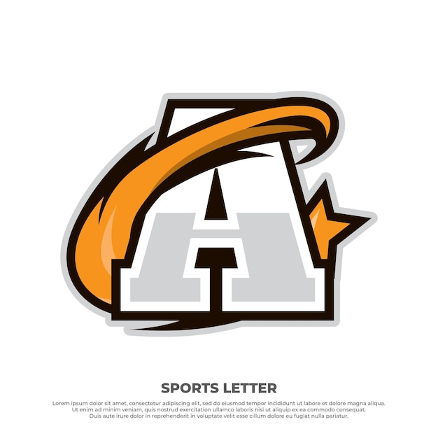 Initial A letter sport design concept with swosh star isolated on white background esport design