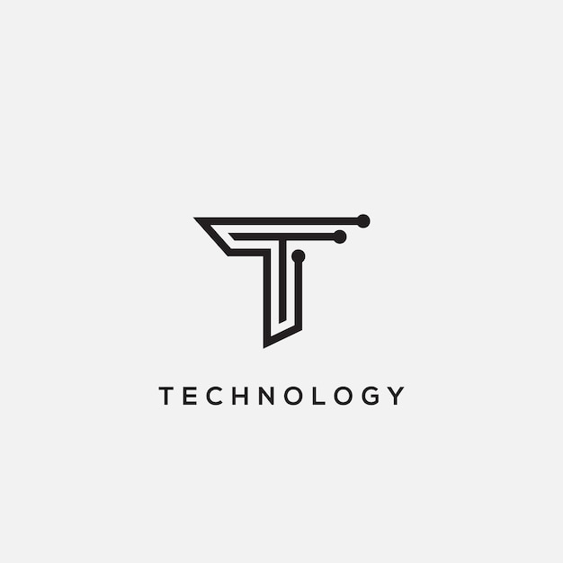 Initial Letter T Icon Circuit Digital Logo Design.