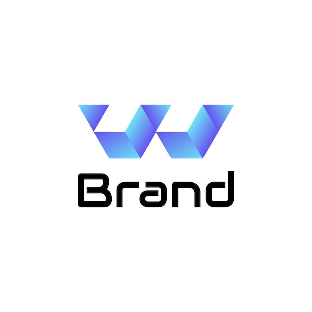 Initial Letter w 3d gradient colorful Logo