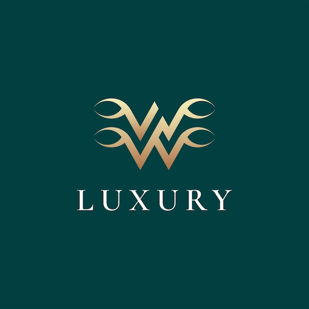 initial letter W gold color logo design