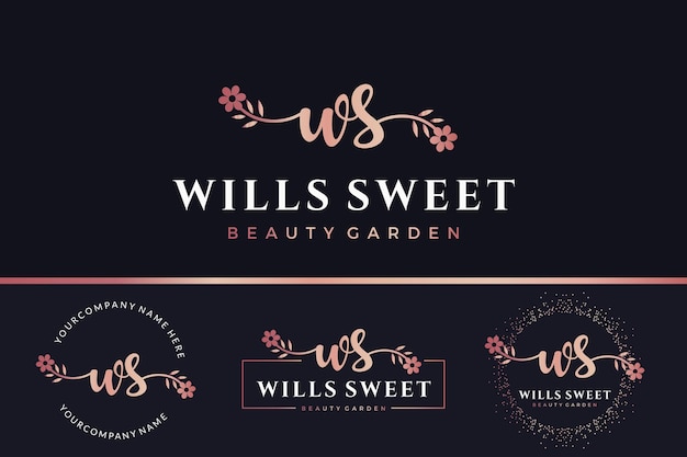 Initial letter WS W logo flower leaf and beauty Floral and botanical design template collection