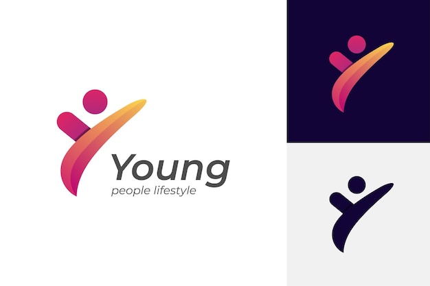 Vector initial letter y people logo design abstract young people lifestyle with happy logo symbol icon design for healthy life design element