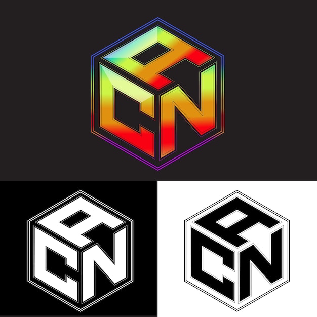 initial letters acn polygon logo design vector image