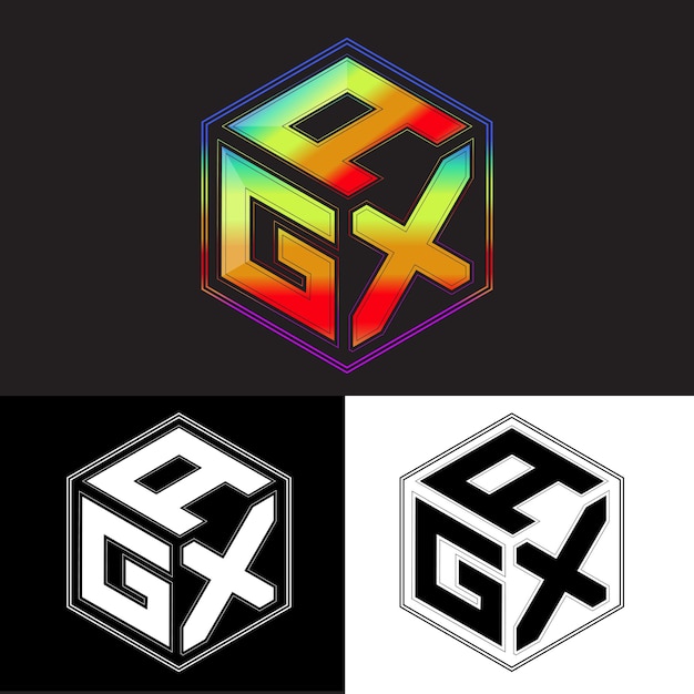 initial letters agx polygon logo design vector image