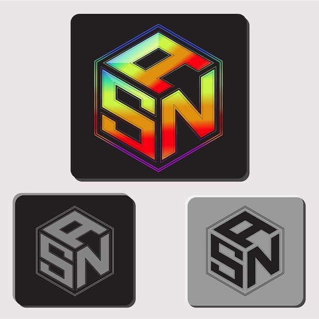 initial letters asn polygon logo design vector image