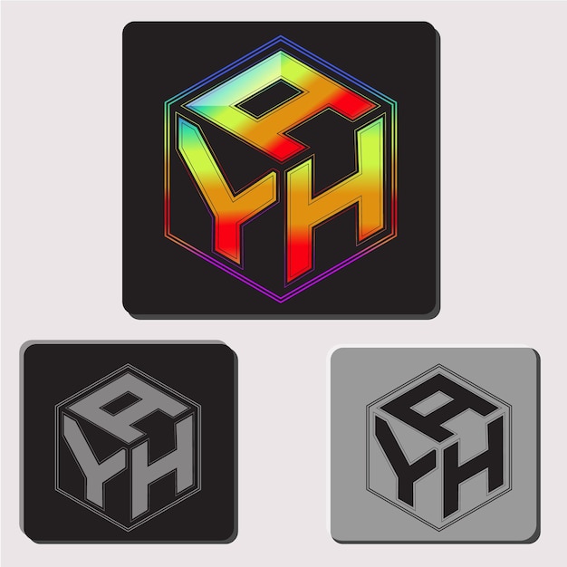 initial letters ayh polygon logo design vector image