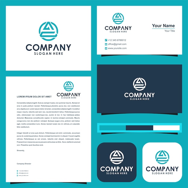 initial logo ac triangle and business card