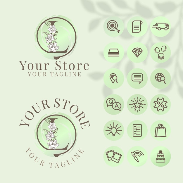 initial logo with icon social media template for fashion branding