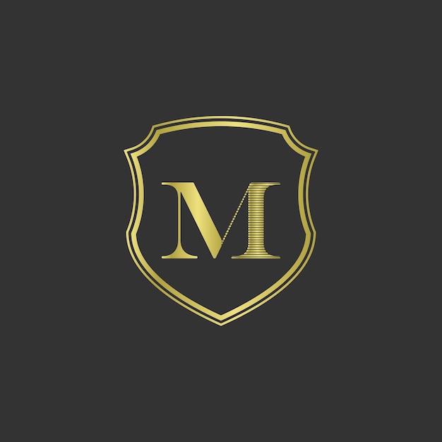 initial m gold color logo elegant style