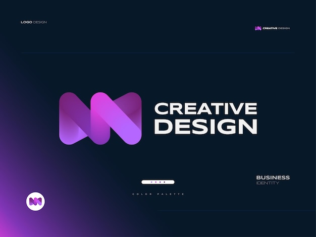 Initial NN Logo Design with Bold and Vibrant Concept in Purple Gradient NN Logo or Icon for Business and Technology Brand Identity