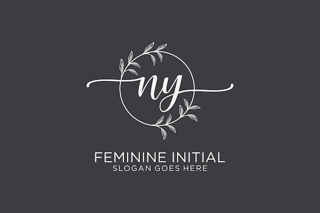 Initial NY beauty monogram and elegant logo design handwriting logo of initial signature wedding