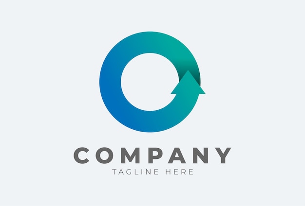 Initial O logo. letter O with arrow in gradient colour usable for finance, logistic and company logo