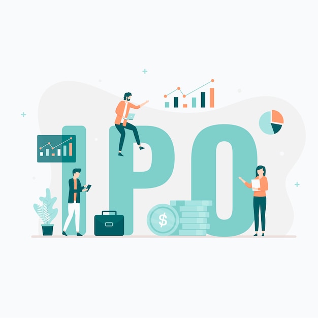 Initial public offering (IPO) illustration concept. Illustration for websites, landing pages, mobile applications, posters and banners.