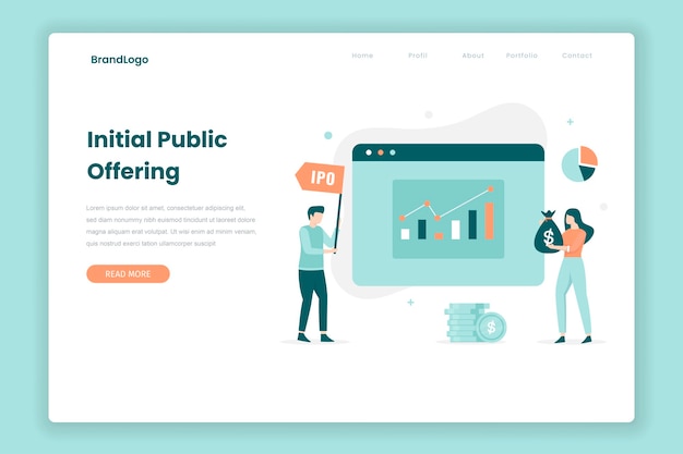 Initial public offering landing page concept. Illustration for websites, landing pages, mobile applications, posters and banners.