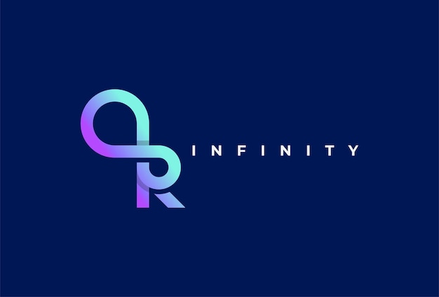 Initial R Infinity Logo suitable for technology, brand and company logos design