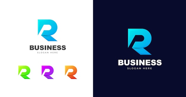 Initial R letter logo design template 