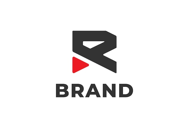 Initial R Media Logo, letter R with Play button combination, Usable for Brand and company Logos